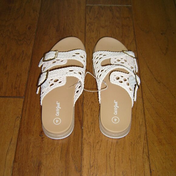 Cat & Jack Light Pink Buckle Sandals, Big Girls Size 4 - Picture 4 of 5